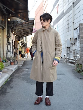 「アイテム（トレンチコート）」を使った、citylightsさん（メンズ・176cm）の春コーディネート