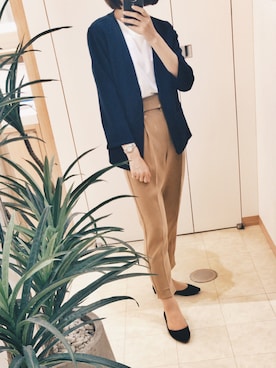 「NATURAL BEAUTY BASIC（ナチュラルビューティーベーシック）のアイテム（ノーカラージャケット）」を使った、potecomさん（レディース・148cm）の春コーディネート