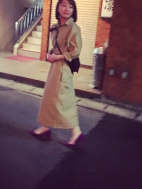 「アイテム（パンプス、パープル系）」を使った、気分屋ファッションさん（レディース・152cm）の春コーディネート