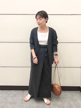 「LOWRYS FARM（ローリーズファーム）のアイテム（ノーカラージャケット）」を使った、Akihooooo!さん（レディース・153cm）の春コーディネート