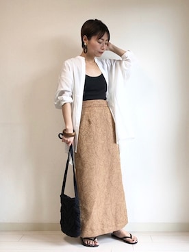 「LOWRYS FARM（ローリーズファーム）のウッドバングル　880326（バングル/リストバンド）」を使った、Akihooooo!さん（レディース・153cm）の春コーディネート