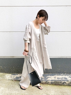 「トングサンダル」｜「アイテム（その他アウター）」を使った、Akihooooo!さん（レディース・153cm）の春コーディネート