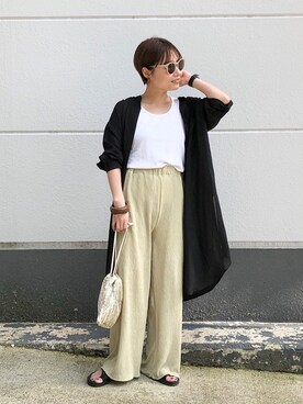 「LOWRYS FARM（ローリーズファーム）のウッドバングル　880326（バングル/リストバンド）」を使った、Akihooooo!さん（レディース・153cm）の夏コーディネート