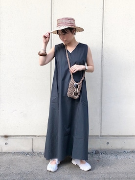 「LOWRYS FARM（ローリーズファーム）のウッドバングル　880326（バングル/リストバンド）」を使った、Akihooooo!さん（レディース・153cm）の夏コーディネート