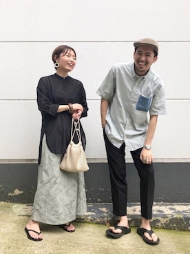 「マキシスカート」｜「アイテム（ビーチサンダル）」を使った、Akihooooo!さん（レディース・153cm）の夏コーディネート