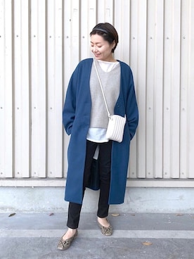 「スキニー」｜「アイテム（ノーカラージャケット）」を使った、Akihooooo!さん（レディース・153cm）の秋コーディネート