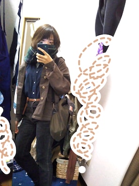 「VINTAGE（ヴィンテージ）のアイテム（ジャケット/アウター、ブラウン系）」を使った、yueさん（レディース）の秋コーディネート