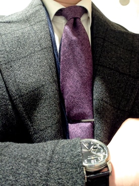 「UNITED ARROWS（ユナイテッドアローズ）のアイテム（ネクタイピン）」を使った、豚麺さん（メンズ・172cm）の冬コーディネート