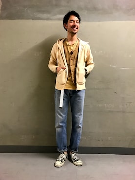 「チャンピオン パーカー」｜「アイテム（アクセサリー）」を使った、mo_jya_taさん（メンズ・178cm）の春コーディネート