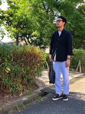 「GERMANO（ジェルマーノ）のアイテム」を使った、mo_jya_taさん（メンズ・178cm）の夏コーディネート