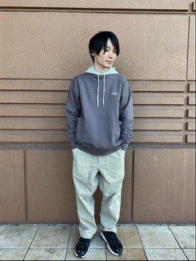 「USAコットン」｜「アイテム（スウェット）」を使った、コーエン かきぬまさん（メンズ・167cm）の冬コーディネート