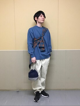 「USAコットン」｜「アイテム（スウェット）」を使った、コーエン かきぬまさん（メンズ・167cm）の冬コーディネート