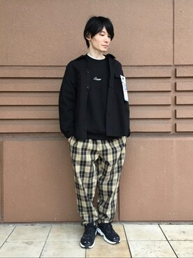 「USAコットン」｜「アイテム（スウェット）」を使った、コーエン かきぬまさん（メンズ・167cm）の冬コーディネート