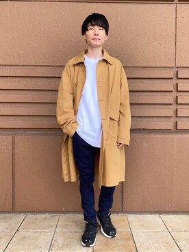 「coen（コーエン）のアイテム（ステンカラーコート）」を使った、コーエン かきぬまさん（メンズ・167cm）の秋コーディネート