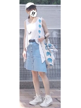 「BEAMS（ビームス）のアイテム（ピアス（両耳用））」を使った、WTIN さん（レディース・157cm）の夏コーディネート
