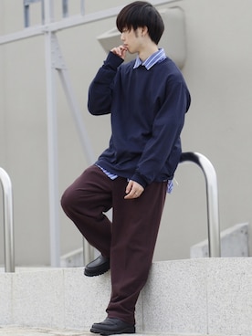 「Champion（チャンピオン）のアイテム（Tシャツ/カットソー）」を使った、RIKUさん（メンズ・171cm）の秋コーディネート