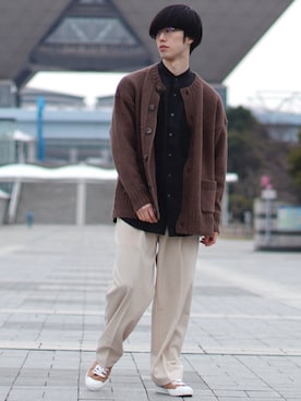 「JUNRED（ジュンレッド）のアイテム（スラックス）」を使った、RIKUさん（メンズ・171cm）の冬コーディネート