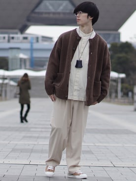 「JUNRED（ジュンレッド）のアイテム（スラックス）」を使った、RIKUさん（メンズ・171cm）の冬コーディネート