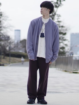 「ラベンダー」｜「アイテム（財布/小物）」を使った、RIKUさん（メンズ・171cm）の春コーディネート