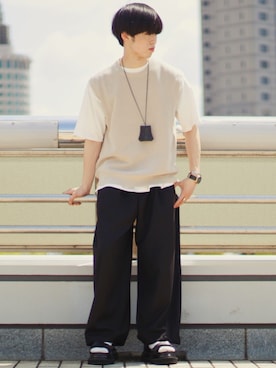 「HARE（ハレ）のアイテム（サンダル）」を使った、RIKUさん（メンズ・171cm）の春コーディネート