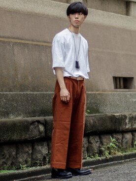 「UNIQLO（ユニクロ）のエアリズムコットンオーバーサイズTシャツ（5分袖）（Tシャツ/カットソー）」を使った、RIKUさん（メンズ・171cm）の春コーディネート