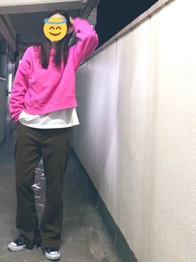 「Kastane（カスタネ）のレーヨンスラックスパンツ３（スラックス）」を使った、ちゃんさん（レディース・159cm）の冬コーディネート