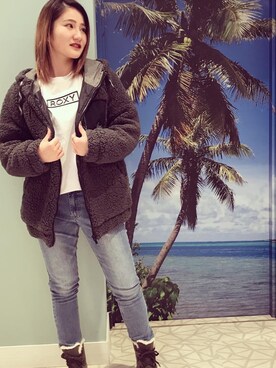 「ROXY（ロキシー）のアイテム（ジャケット/アウター）」を使った、murasaki_officialさん（レディース・156cm）の秋コーディネート