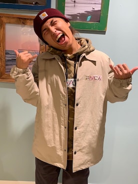 「RVCA（ルーカ）のアイテム（その他アウター）」を使った、murasaki_officialさん（メンズ・170cm）の秋コーディネート