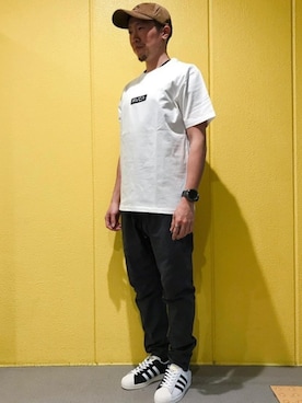 「RVCA（ルーカ）のアイテム（帽子）」を使った、murasaki_officialさん（メンズ・170cm）の春コーディネート