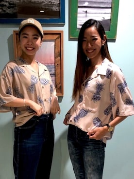 「アイテム（シャツ/ブラウス、ピンク系）」を使った、murasaki_officialさん（レディース・160cm）の夏コーディネート