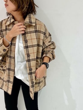 「スタッフコーデ」｜「アイテム（その他アウター）」を使った、murasaki_officialさん（レディース・158cm）の秋コーディネート