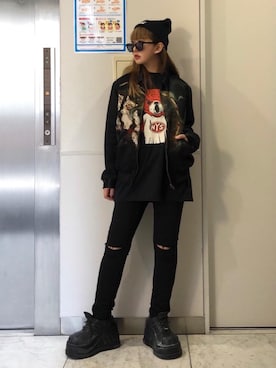 「パンクコーデ」｜「アイテム（その他アウター）」を使った、M E Iさん（レディース・162cm）の春コーディネート