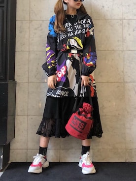 「パンクコーデ」｜「アイテム（ワンピース/ドレス）」を使った、M E Iさん（レディース・162cm）の春コーディネート