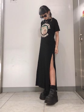 「ロックコーデ」｜「アイテム（ワンピース/ドレス）」を使った、M E Iさん（レディース・162cm）の夏コーディネート