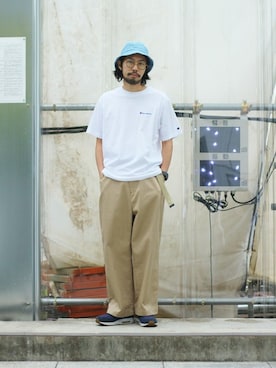 「tk.TAKEO KIKUCHI（ティーケータケオキクチ）のアイテム（帽子）」を使った、MASUさん（メンズ・173cm）の春コーディネート