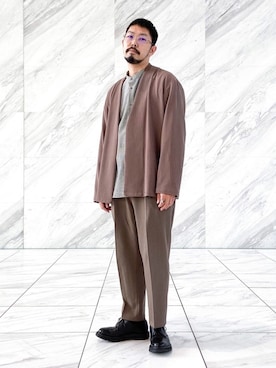 「tk.TAKEO KIKUCHI（ティーケータケオキクチ）のアイテム（ノーカラージャケット）」を使った、MASUさん（メンズ・173cm）の秋コーディネート