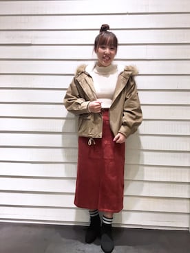 「AS KNOW AS PINKY（アズノゥアズピンキー）のアイテム（モッズコート）」を使った、mari＊さん（レディース・154cm）の秋コーディネート