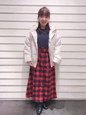 「AS KNOW AS PINKY（アズノゥアズピンキー）のアイテム（ダウンジャケット/コート）」を使った、mari＊さん（レディース・154cm）の秋コーディネート