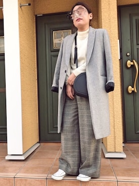 「ADAM ET ROPE'（アダムエロペ）のアイテム（チェスターコート）」を使った、Ayumi0720さん（レディース・156cm）の冬コーディネート