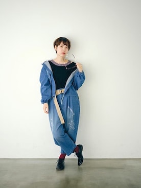「ScoLar（スカラー）のアイテム（ジャケット/アウター）」を使った、ScoLar (スカラー) staffさん（レディース・155cm）の冬コーディネート