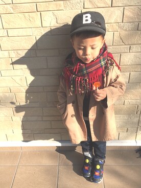 「フェリシモ（フェリシモ）のアイテム（ジャケット/アウター）」を使った、3taさん（キッズ・100cm）の冬コーディネート