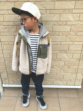 「レトロX」｜「アイテム（パンツ）」を使った、3taさん（キッズ・100cm）の冬コーディネート