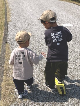 「Smoothy（スムージー）のアイテム（キャップ）」を使った、3taさん（キッズ・120cm）の春コーディネート