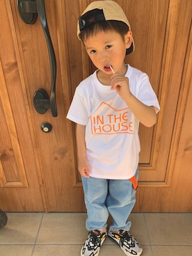 「IN THE HOUSE（インザハウス）のアイテム」を使った、3taさん（キッズ・120cm）の春コーディネート