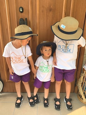 「IN THE HOUSE（インザハウス）のアイテム」を使った、3taさん（キッズ・120cm）の夏コーディネート