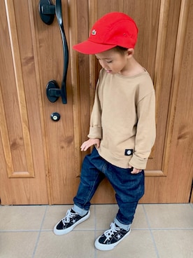 「ZERO standerd（ゼロスタンダード）のアイテム（トップス）」を使った、3taさん（キッズ・120cm）の秋コーディネート