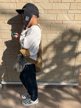 「FABRIQ REPORT（ファブリックレポート）のアイテム」を使った、3taさん（キッズ・120cm）の秋コーディネート