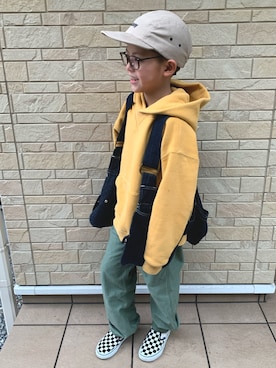 「FABRIQ REPORT（ファブリックレポート）のアイテム」を使った、3taさん（キッズ・120cm）の冬コーディネート