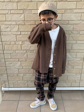 「MAKE YOUR DAY（メイクユアデイ）のアイテム（ジャケット/アウター）」を使った、3taさん（キッズ・120cm）の冬コーディネート