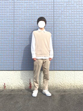 「UNIQLO（ユニクロ）のアイテム（シャツ/ブラウス、ホワイト系）」を使った、ピエロさん（メンズ・168cm）の秋コーディネート